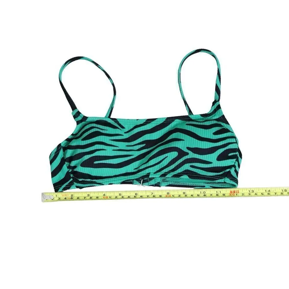Xhilaration Zebra Green Removable Pad‎ Bikini Swimwear Top SMALL Animal Print